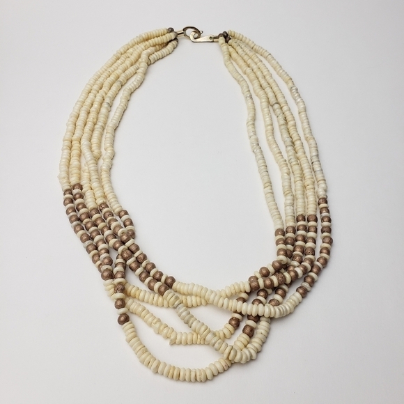 𝅺Vintage Multi Strand Earthtone Beaded Necklace - Picture 7 of 9